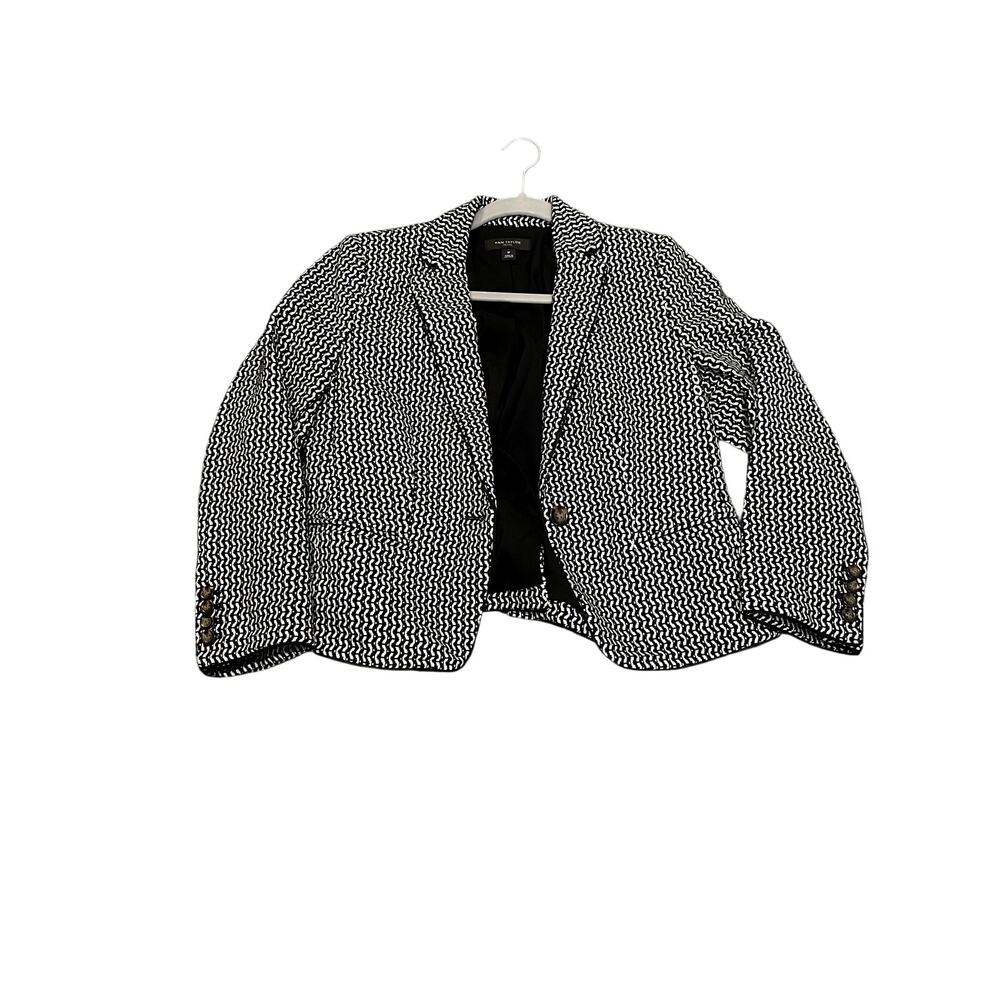 Ann Taylor Black and White Geometric Blazer